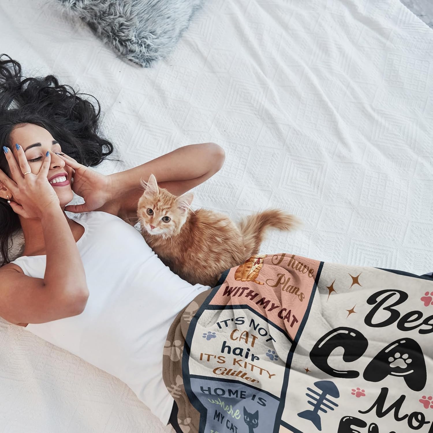 Cat Mom Gifts for Women, Cats Gifts for Women Blanket 60"X50", Cat Lover Gift for Woman/Girl/Lady, Funny Christmas Cats Themed Gifts - Image 4