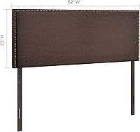 Vista 45 de Modway Region - Cabecero tapizado de tela de lino con ribete de cabeza de clavo, Madera