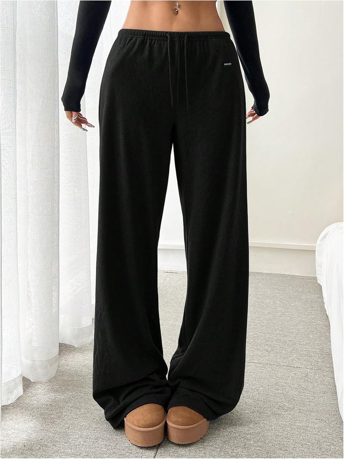 SOLY HUX Women's Drawstring Sweatpants Low Rise Baggy Wide Leg Pants with Pockets - Image 4