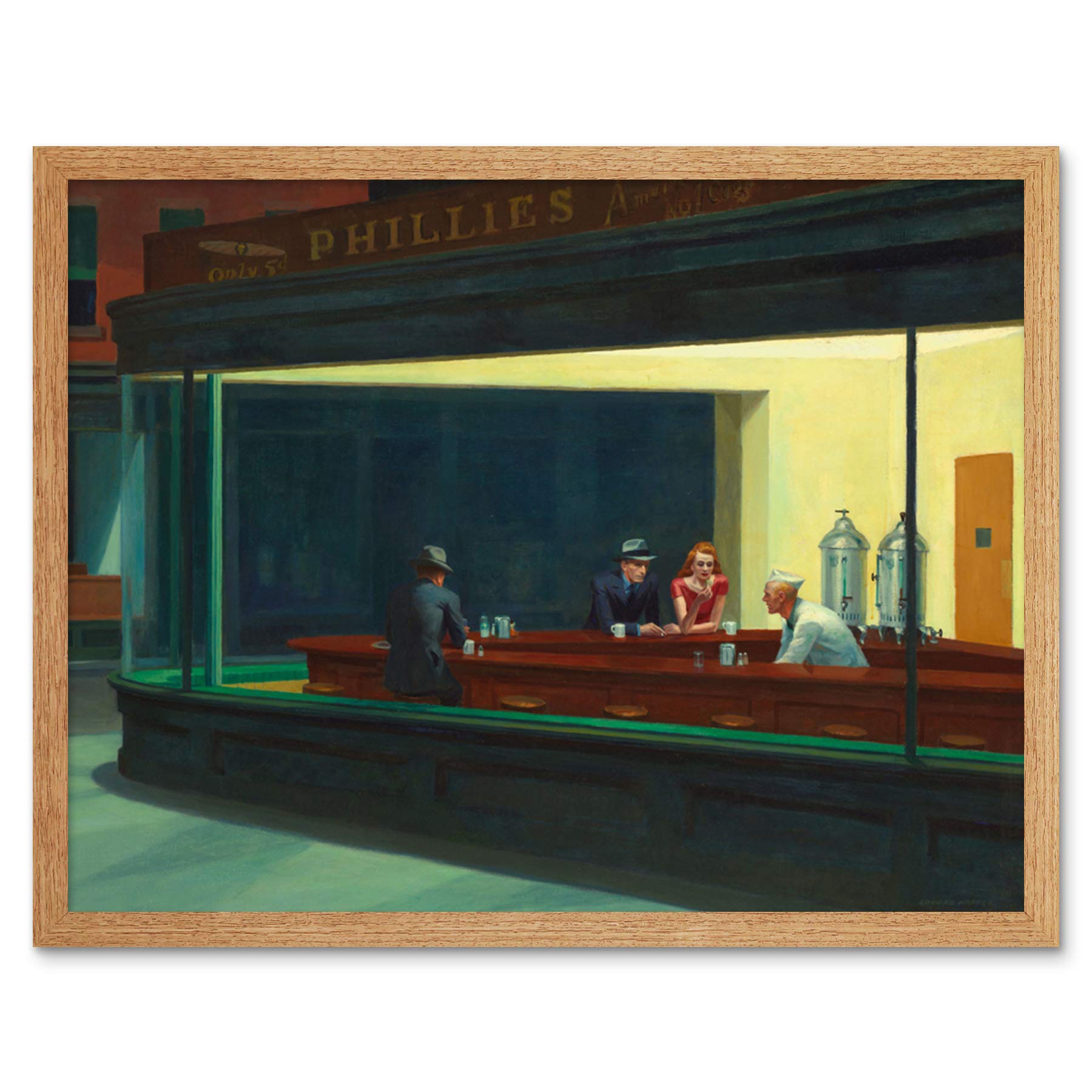 Edward Hopper Nighthawks Iconic Painting Art Print Framed Poster Wall Decor 12x16 inch