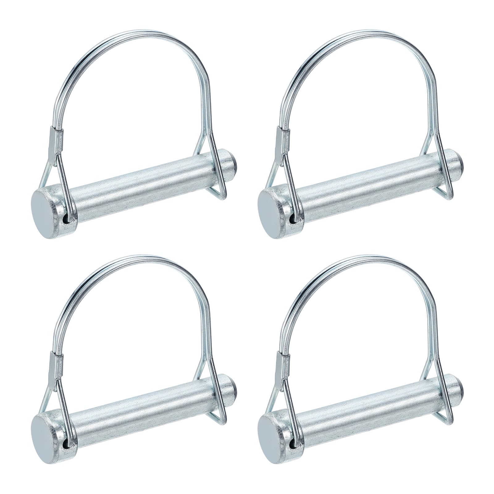 PATIKIL 4 Pcs Trailer Coupler Pins, 1/2" x 2.6" (12mm x 65mm) Safety Wire Lock Hitch Pin Arch Shaft Spring Locking Clip Half Round for Farm Trailers Lawn Garden Wagons, Silver