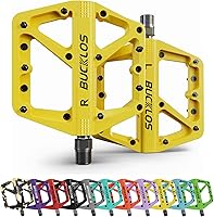 Vista 9 de BUCKLOS Pedales de Bicicleta de Montaña MTB Pedales Planos, Bicicleta de Carretera para Adultos Plataforma Grande Pedal Antideslizante de Nylon