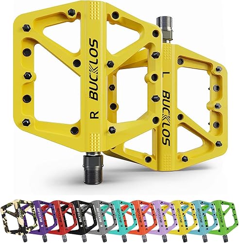 Miniatura 9 de BUCKLOS Pedales de Bicicleta de Montaña MTB Pedales Planos, Bicicleta de Carretera para Adultos Plataforma Grande Pedal Antideslizante de Nylon