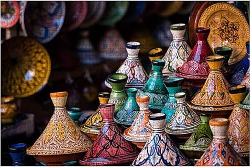 Rompecabezas de madera de 1000 piezas surtidas de tajines marroquíes en un zoco rompecabezas para niños o adultos juguetes educativos juego de