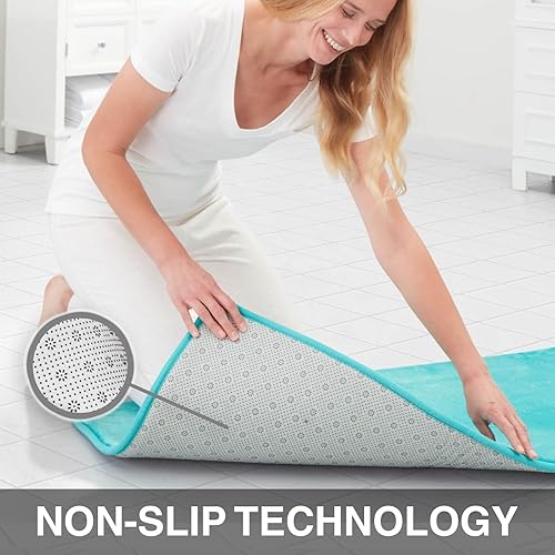Miniatura 3 de Genteele - Tapetes de baño antideslizantes, color verde azulado, 20 x 32 pulgadas y de secado rápido, alfombras de espuma viscoelástica