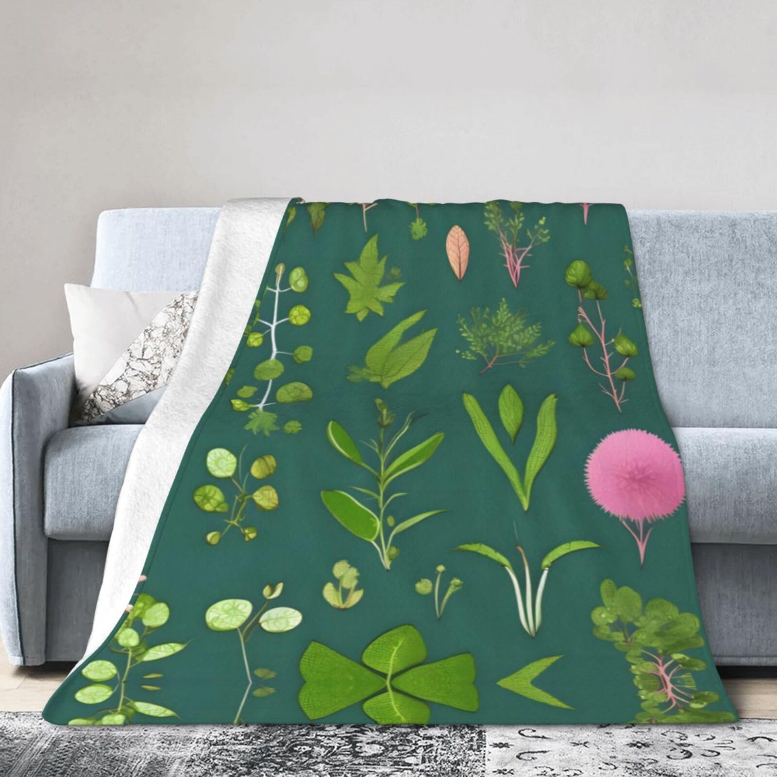 Flowers and Plants 40"x30" Fleece Blanket, Full Size, Super Soft, Suitable for Bed, Sofa, Camping, All Seasons