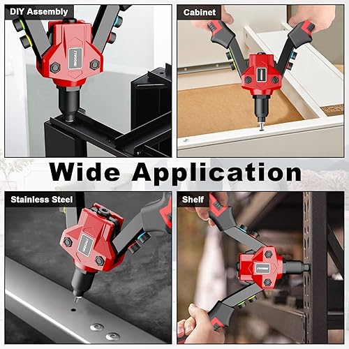 Miniatura 7 de Kit de pistola de remache, herramienta de pistola de remache con 400 remaches y 5 piezas nasales, 80 remaches de aluminio para cada tamaño de cabeza