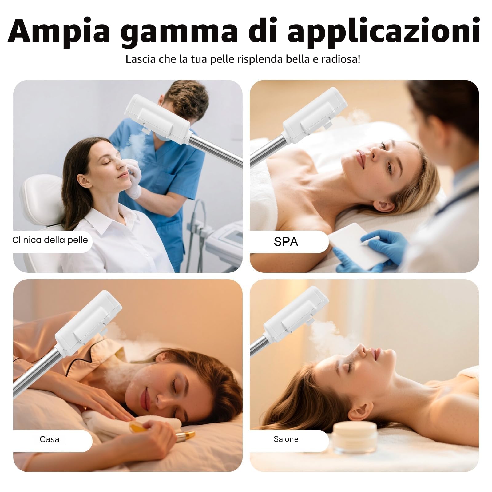 MINRS Vaporizzatore Viso Studio Cosmetico Sauna Viso Evaporatore Salon Ozone Vaporizzatore Vapore Viso Cura 360° Ugello Girevole per Casa Salon Spa