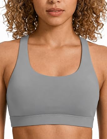Sports Bras for Women High Support Large Bust, High Impact Yoga Wireless Padded Bras, Low Back Athletic Sleep Workout Strappy Racerback Sports Bra Grey M