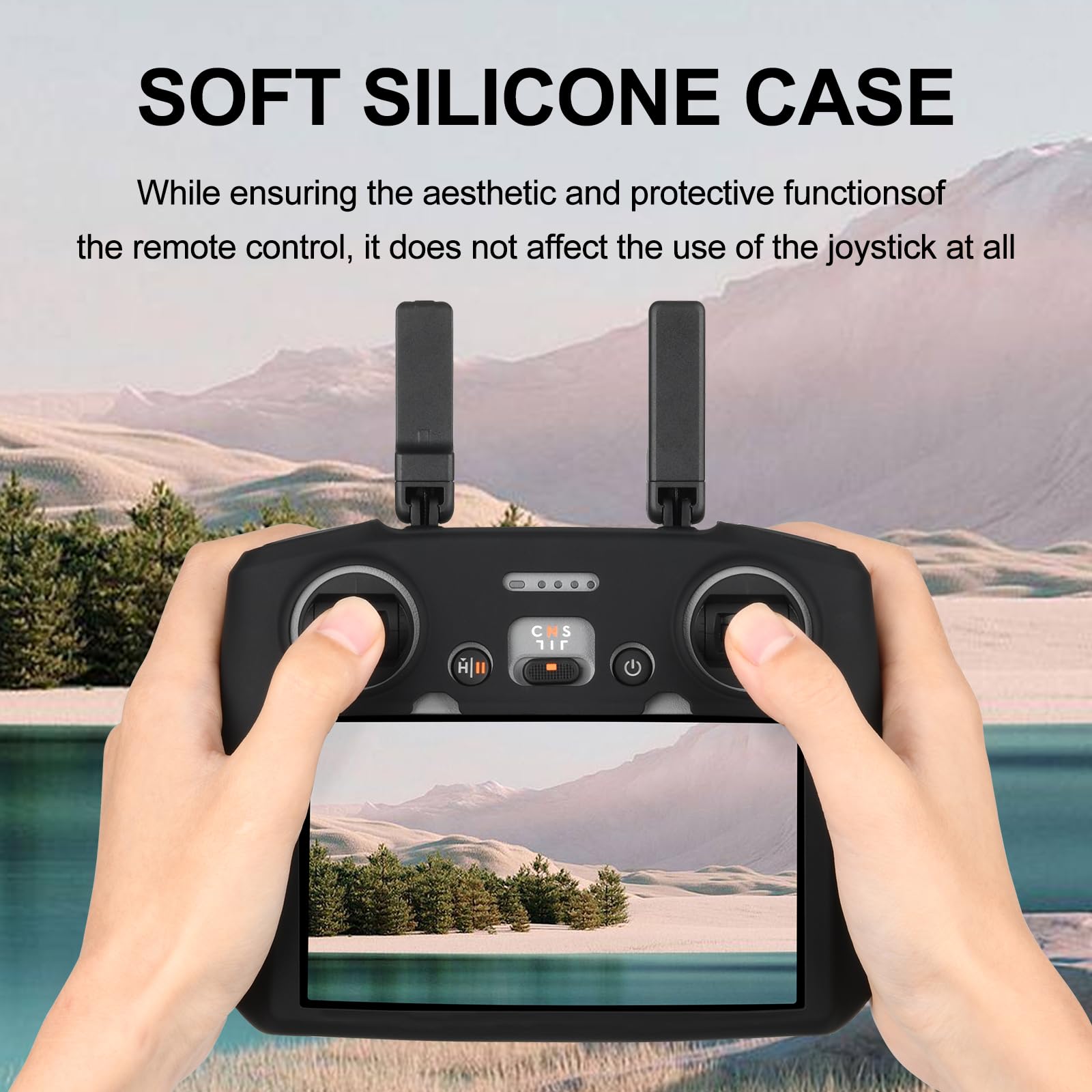 ZWLLKJGS RC 2 Silicone Case + HD Screen Protector for DJI Flip/DJI Mini 4 Pro/DJI Air 3/DJI Neo RC 2 Controller Protective Film Remote Control Protective Cover Drone Accessories (Black) - Image 2