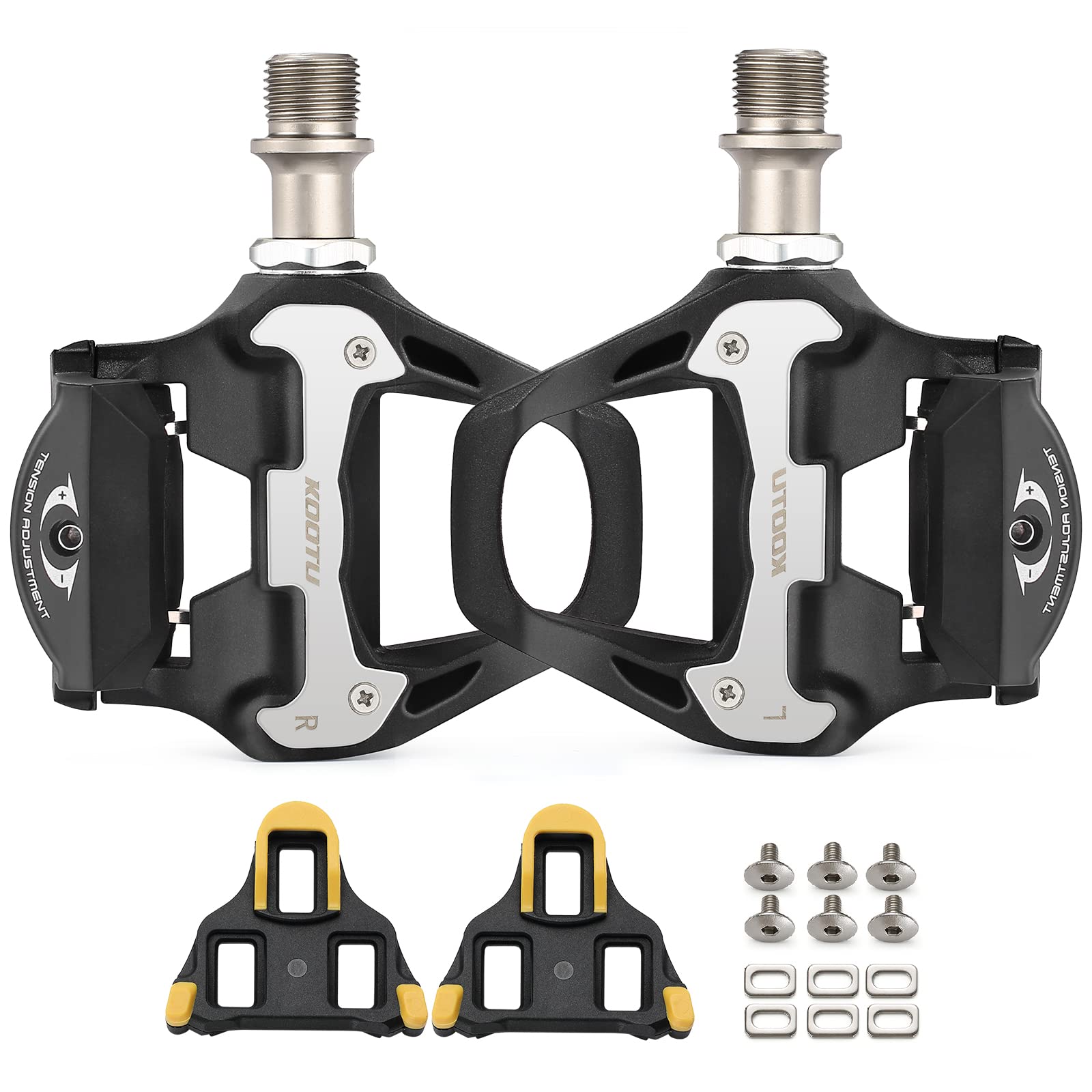 KOOTU KEO Bike Pedals 9/16" Universal Road Bike Pedals Bicycle Platform Pedals Clipless Pedals Suitable for Road Bike Spin Bike MTB Indoor Bike