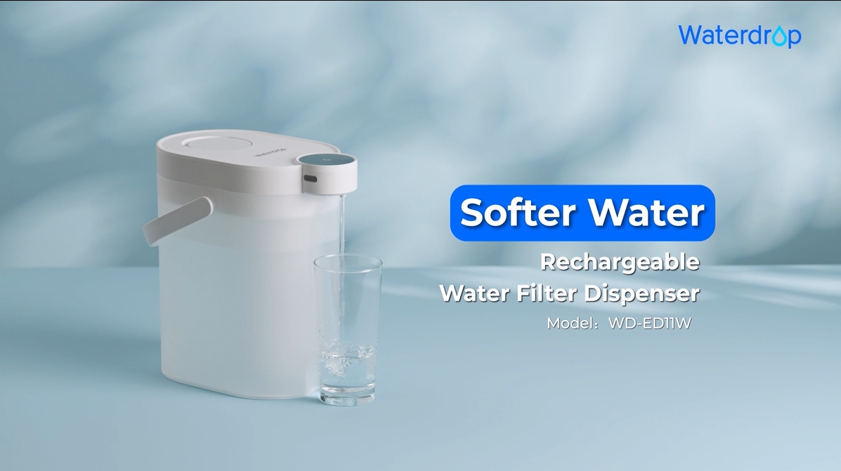 Image of Waterdrop ED11W Rechargeable Instant Water Filter Dispenser, 15-Cup, White | 5-Stage Long-Life Electric Pitcher, Reduce 70+ Contaminants, Soften Water, Portable Countertop System, Does not Lower TDS