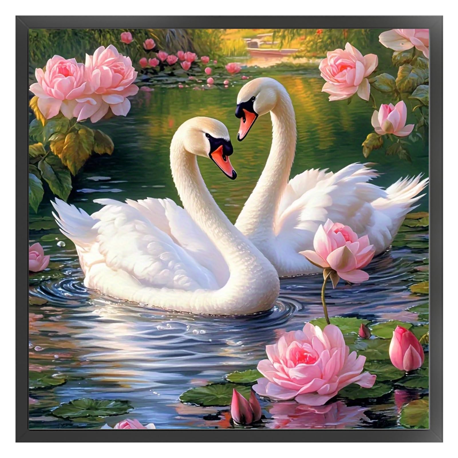 Swans Lotus 14CT Cross Stitch Kit for Beginners 15.6x15.6in