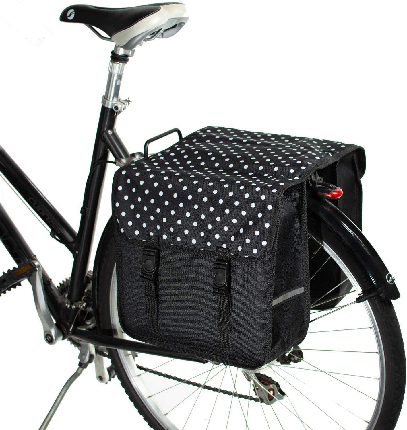 BikyBag Classic - Bicycle Double Panniers Bag Fashion Cycle Bike Women's - Men's (Classic - White Polka Dot)