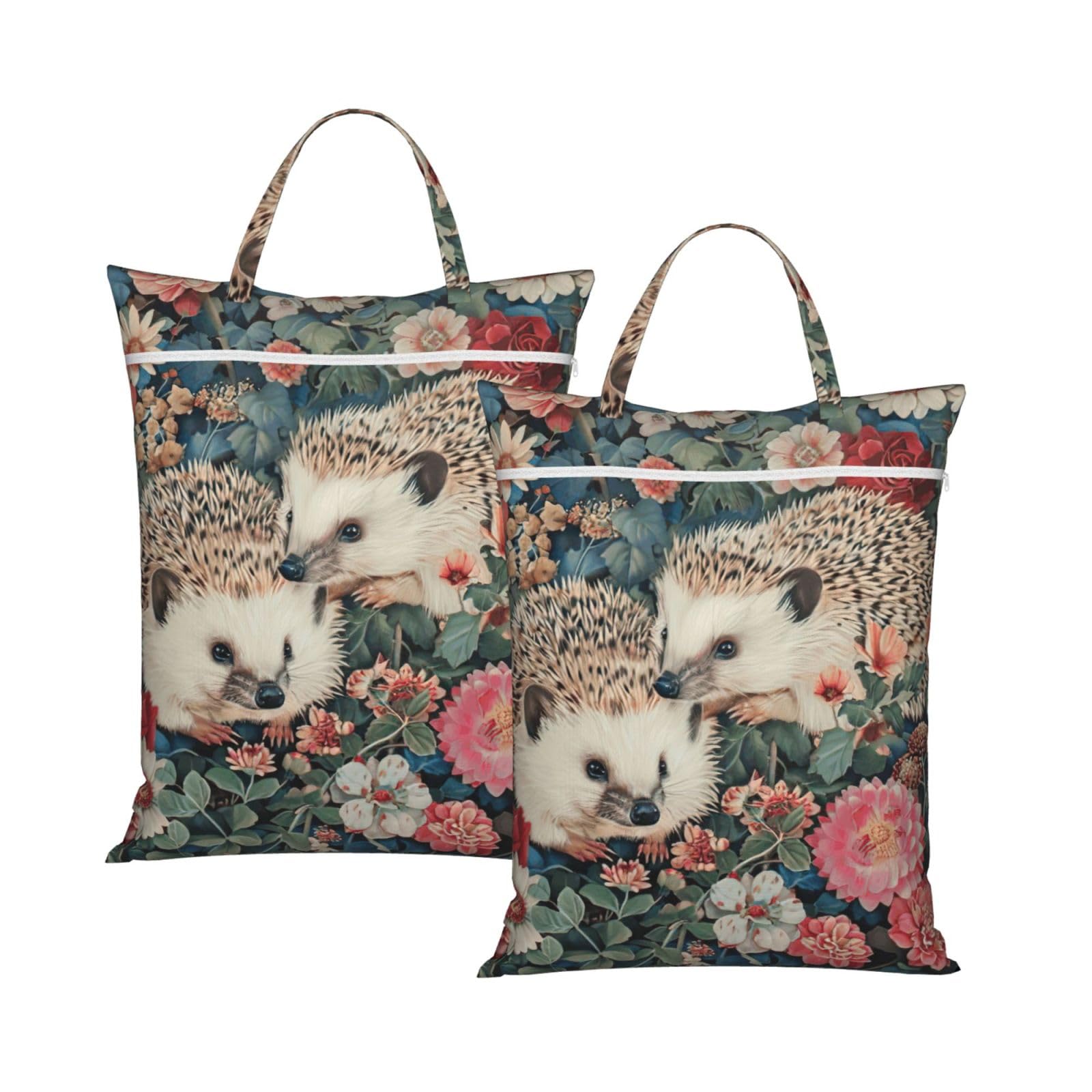 Sac à linge de voyage imperméable pliable lavable imprimé hérisson floral