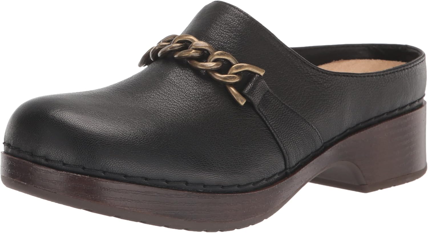 Bella Vita Women's Ventura Clog, Black Leather, 8.5