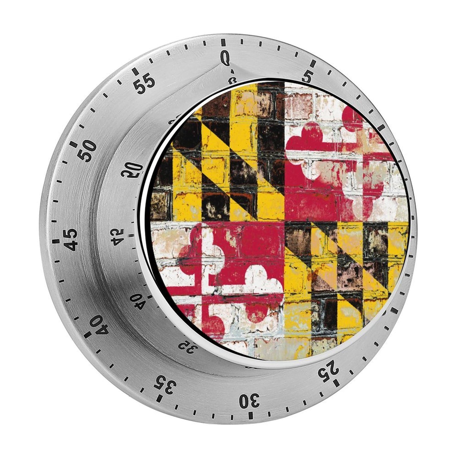 Maryland State Flag on Brick Wall Mechanical Rotary Timer, Used for Daily Timing