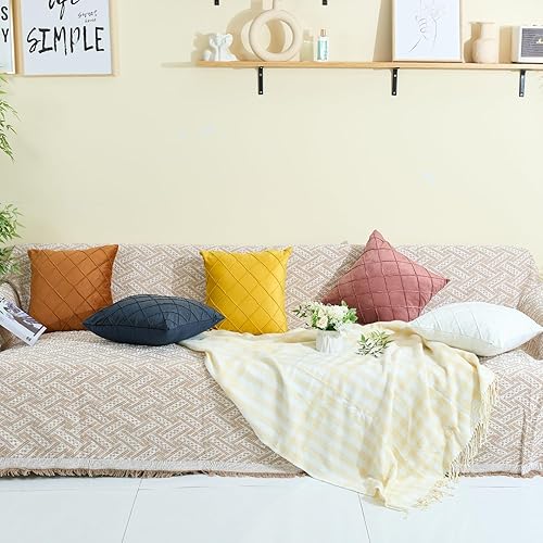 Miniatura 5 de Sioloc Juego de 2 fundas de almohada decorativas de terciopelo, fundas de cojín cuadradas y suaves para el hogar, sofá o cama, 18 x 18 pulgadas,