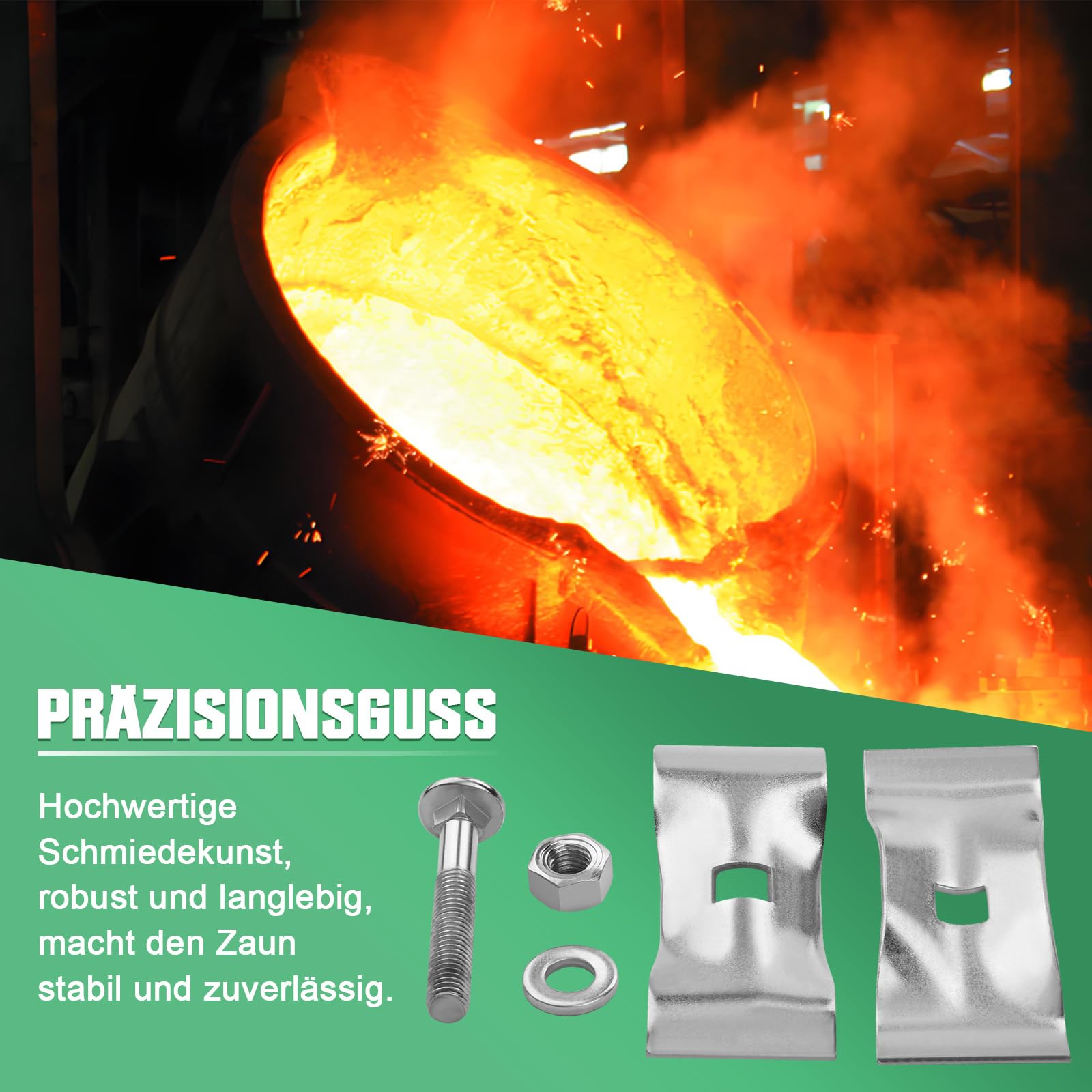20 Stück Bauzaun Verbindungsschelle 42 x 42mm, Mobilzaun Verbinder Schelle Baustellenzaun aus Metall
