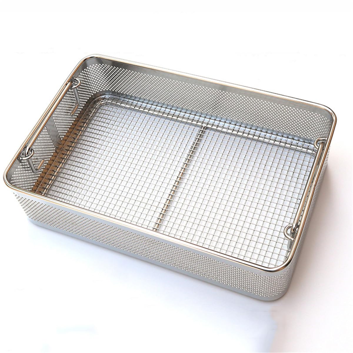 Panier en acier inoxydable avec poignée pour stérilisation d'instruments
