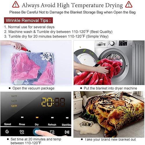 Miniatura 9 de JYK Manta coreana de vellón de visón sintético de 83 x 91 pulgadas, 5.7 libras, 2 vistas reversibles, suave y cálida, franela afelpada (tigre,