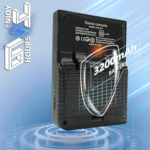 Miniatura 3 de R33S consola de juegos portátil 3.5 pulgadas sistema emulador preinstalado RK3326 3200mAh 32GB+64GB negro transparente