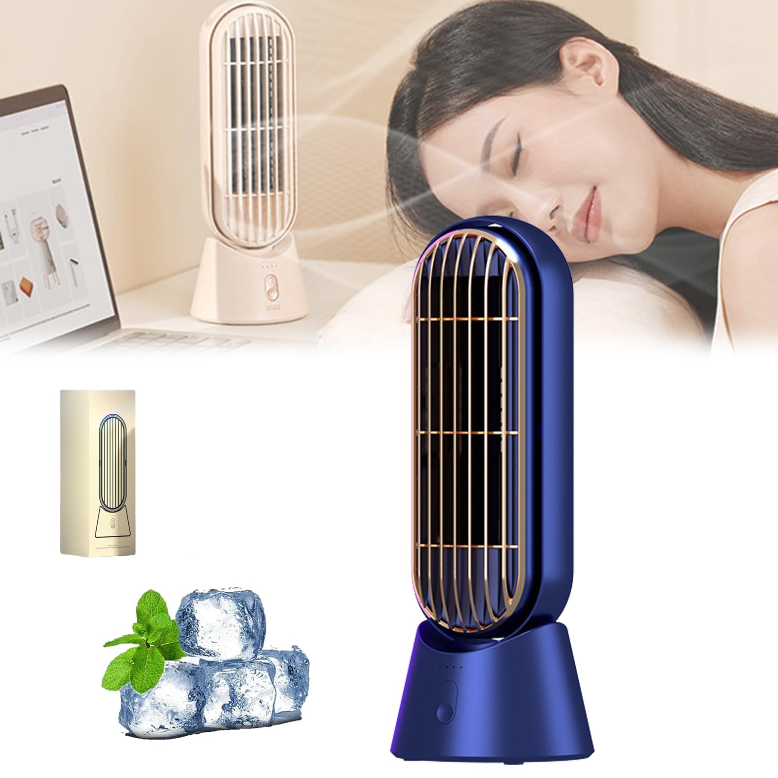 Coldeez Chilltop, Dotmalls Chilltop, Sherum Chilltop, Portable Conditioners Fan Mini Desk Fan Cooler, Cooling Ace Portable Air Conditioner, For Bedroom Office Bathroom Blue Charging