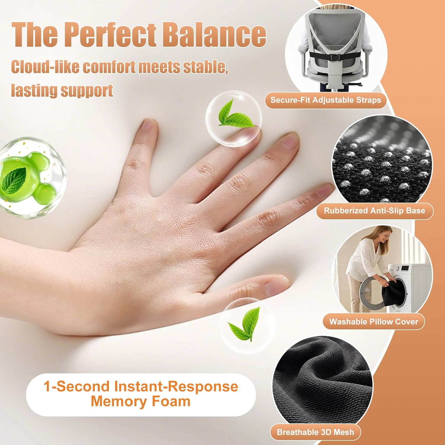 Car Seat Cushion with Lumbar Support for Long Driving Truck RV, 3" Lift Breathable Ergonomic Memory Foam Cushion for Hip, Coccyx, Sciatica, Tailbone & Lower Back Support Van Office Chair (Embroider)