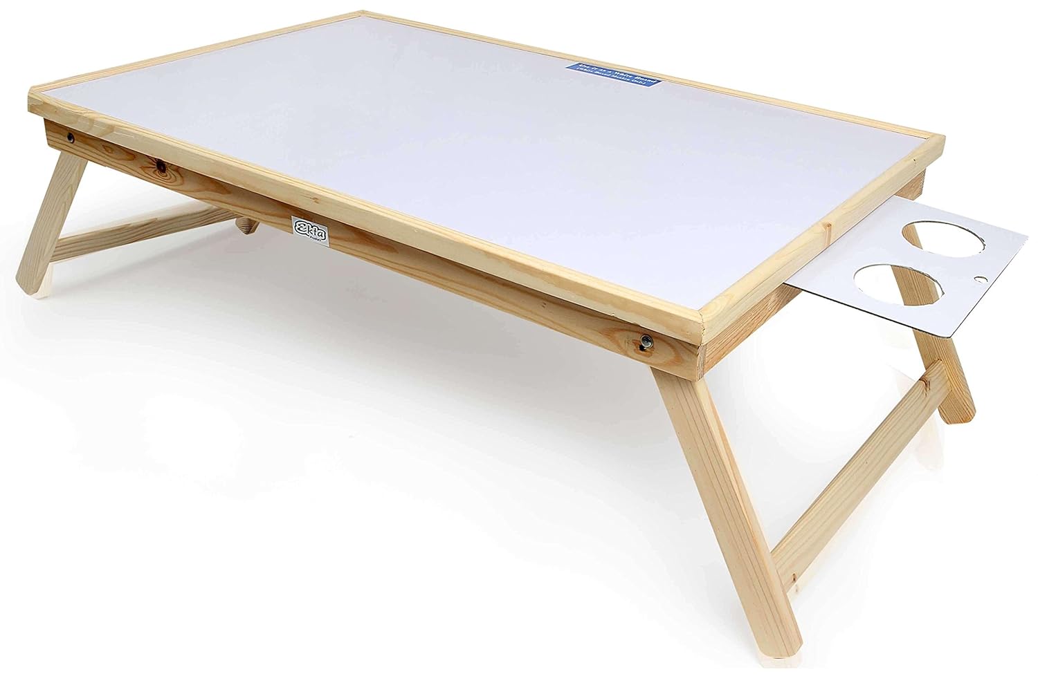 Ekta Product® Large White Wooden Folding Laptop Table with Whiteboard
