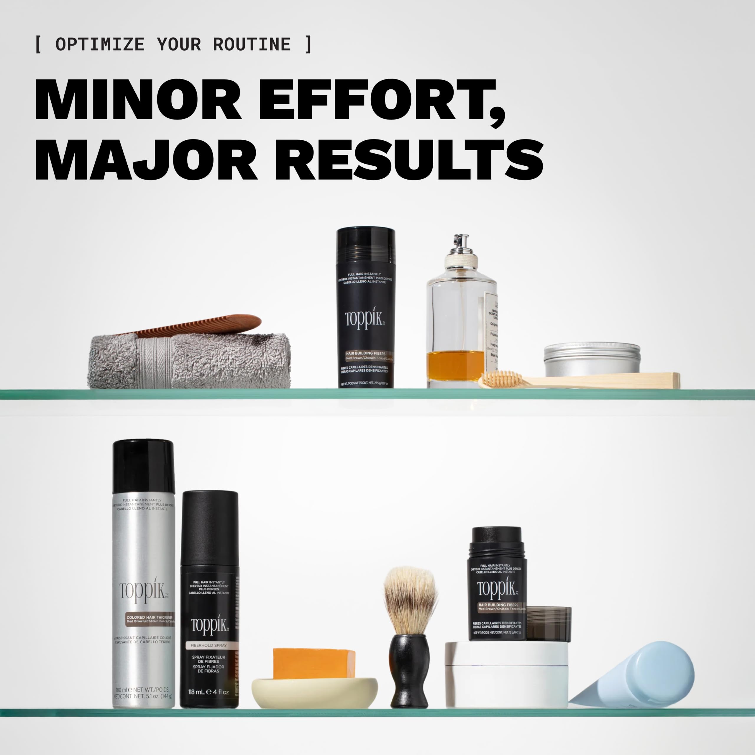 Toppik Haarfasern zur Haarverdichtung, Ansatzpuder und Streuhaar für Haarausfall und sofort volleres Haar, kaschiert lichte Stellen, natürlicher Look, einfach anzuwenden, Dunkelbraun, 55g