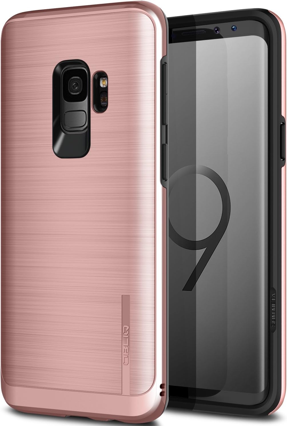 OBLIQ Galaxy S9 Case, [SLIM META], Slim Dual Layered Case, Inner TPU with Outer PC with a Metallic Brushed Finish and Anti-Shock Technology for the Samsung Galaxy S9 (2018) (Rose Gold)