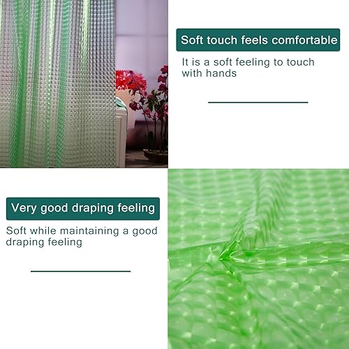 Miniatura 5 de Forro de cortina de ducha verde EVA, forros de ducha de plástico 3D 5G con 12 ojales de metal a prueba de óxido e imanes con peso, cortinas de ducha