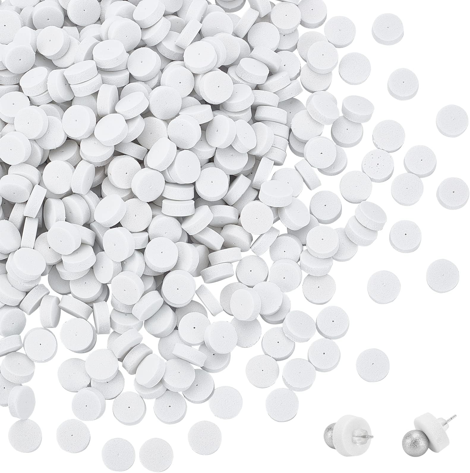 arricraft About 600 Pcs Earring Pads, Foam Earring Backs Support Pads Stabilize Earrings Disc Pads for Ear Nuts Earring Backs and Jewelry Crafts