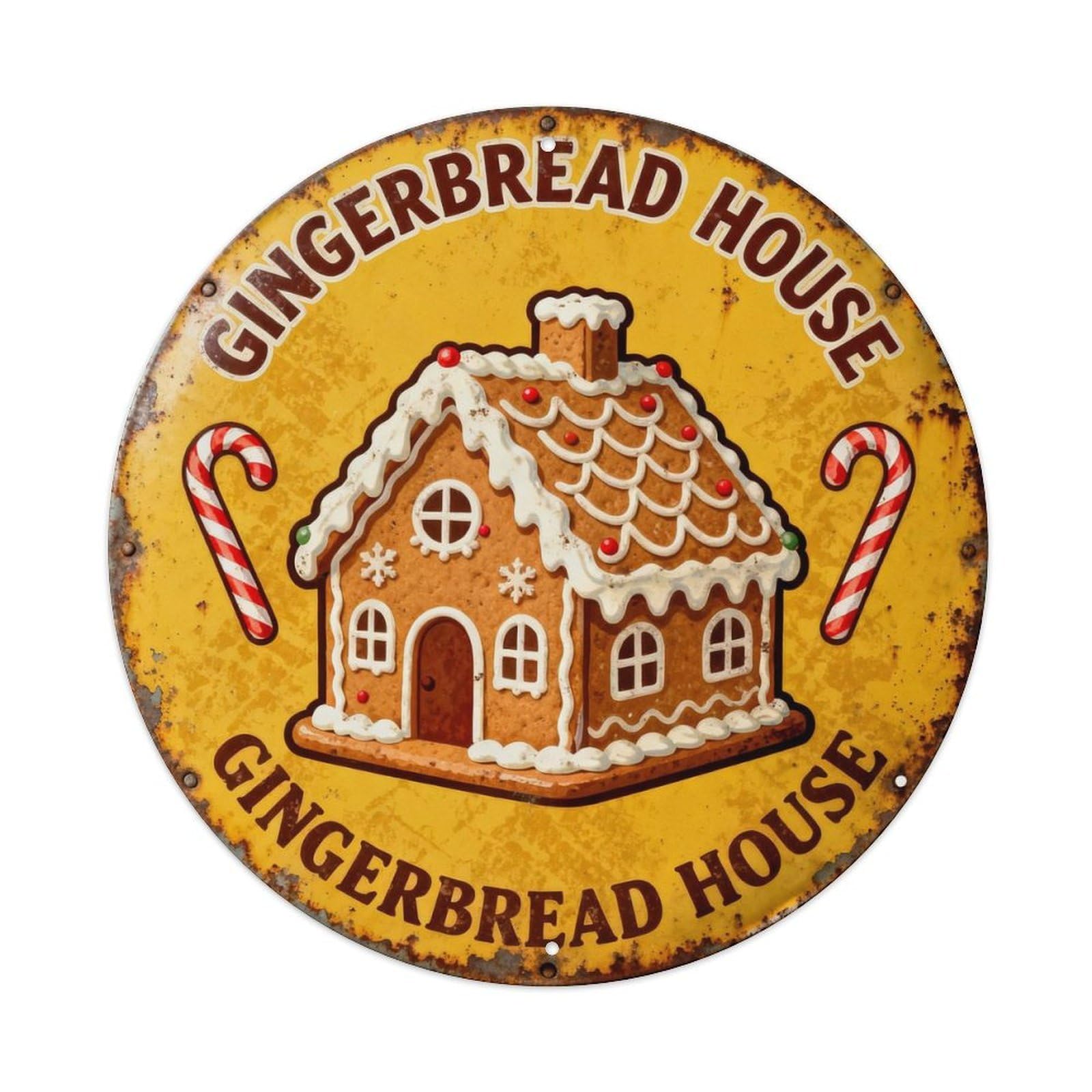 GINGERBREAD HOUSE Metal Tin Sign Plaque