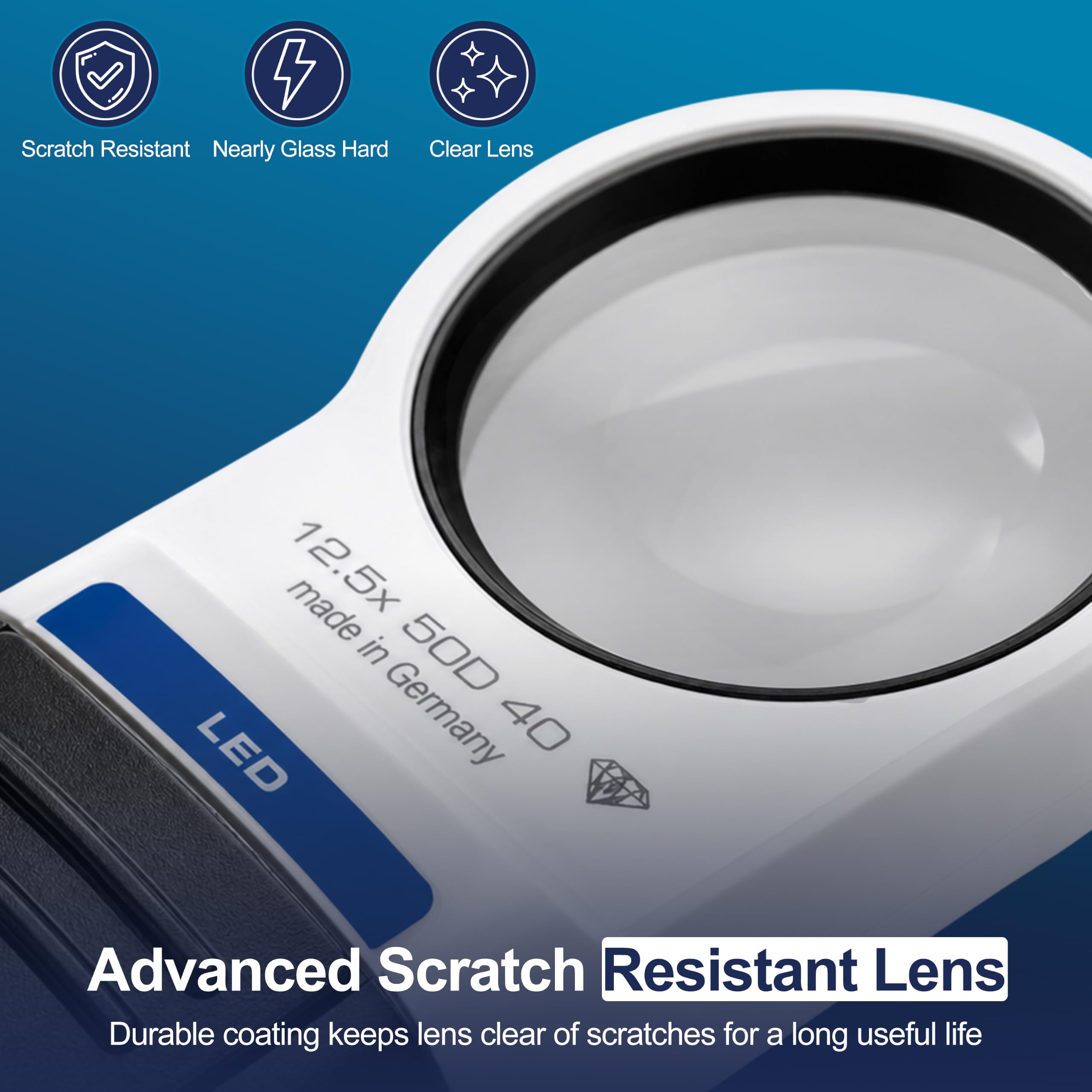 Eschenbach Optik MobiluxLED - Lupa de Mano con iluminación LED (12,5 x 35 mm)