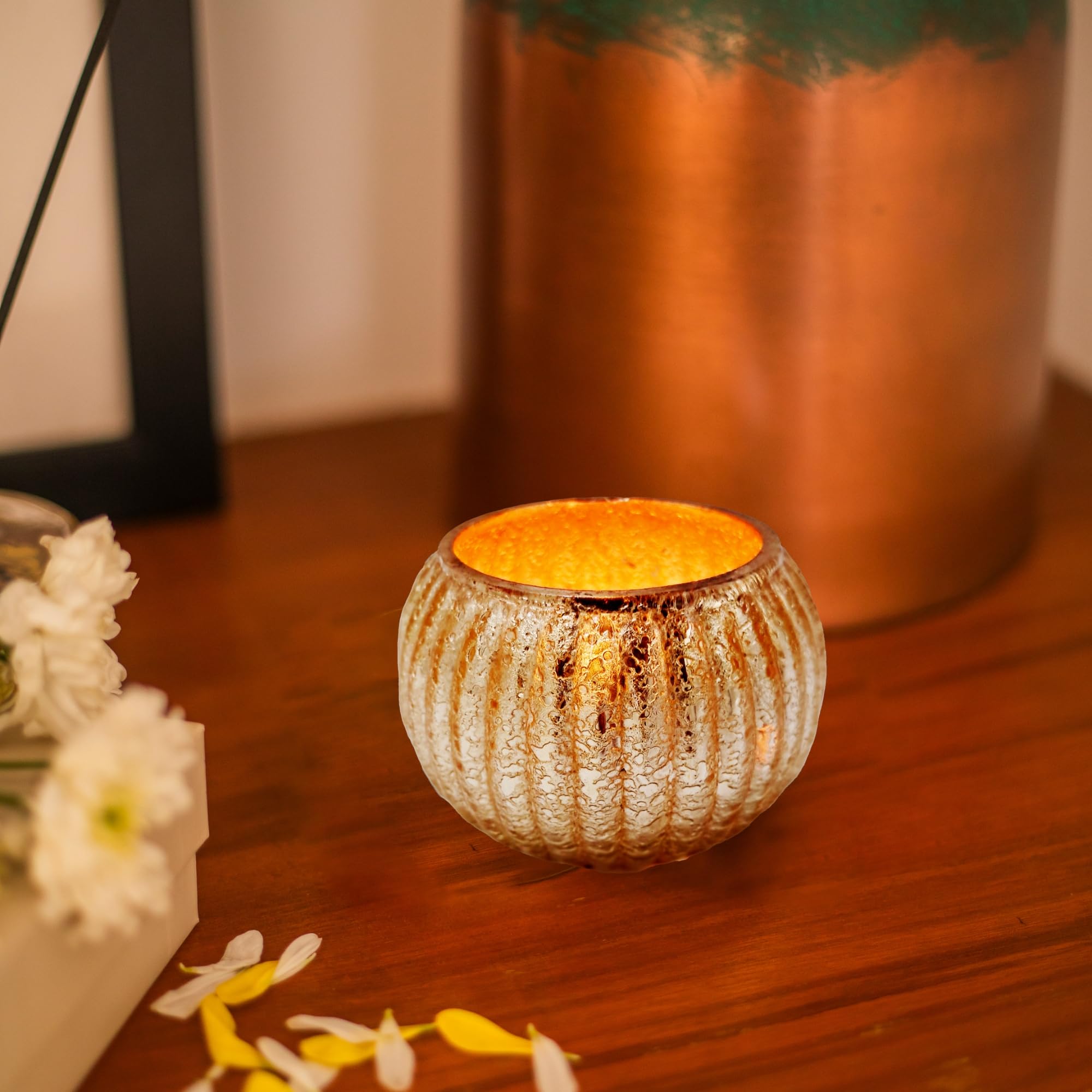10Club Fluted Glass Tealight Candle Holder with Metallic Finish (Dia - 3") - Decorations Items for Table Home Decor Office Gifts (Glass, Gold Color) (B0D371KPXN) Amazon Price History, Amazon Price Tracker