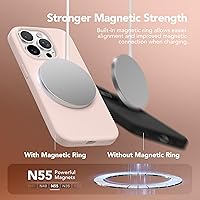 Vista 313 de GONEZ Funda de silicona para iPhone 15 Pro Max, compatible con Magsafe, protector de cámara + protector de pantalla, forro de microfibra suave Negro