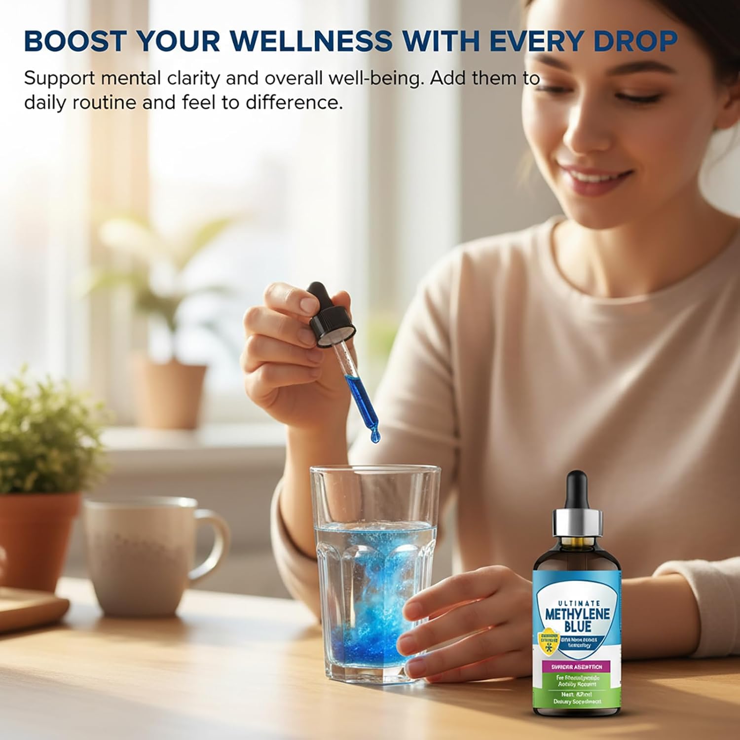 Methylene Blue Liquid Supplement, 2 Fl oz Methylene Blue Drops, Supports Cognitive Function, Focus, Increased Absorption, Liquid Formula with Dropper, Non-GMO & Gluten-Free - Image 2