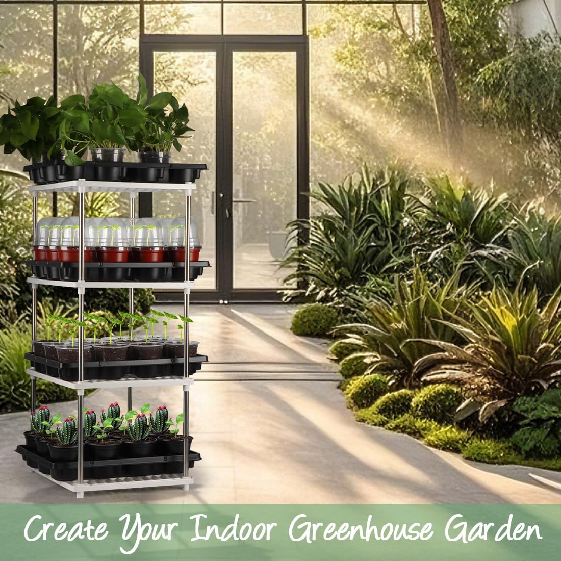 4 Inch 60 Pack Nursery Pots with Humidity Domes & 5 Pack 12 Cell Round Seedling Pot Carrying Trays, Sturdy Seeds Starter Pot Germination Set, Small Planter Nursery Propagation 5 Sets - Image 7