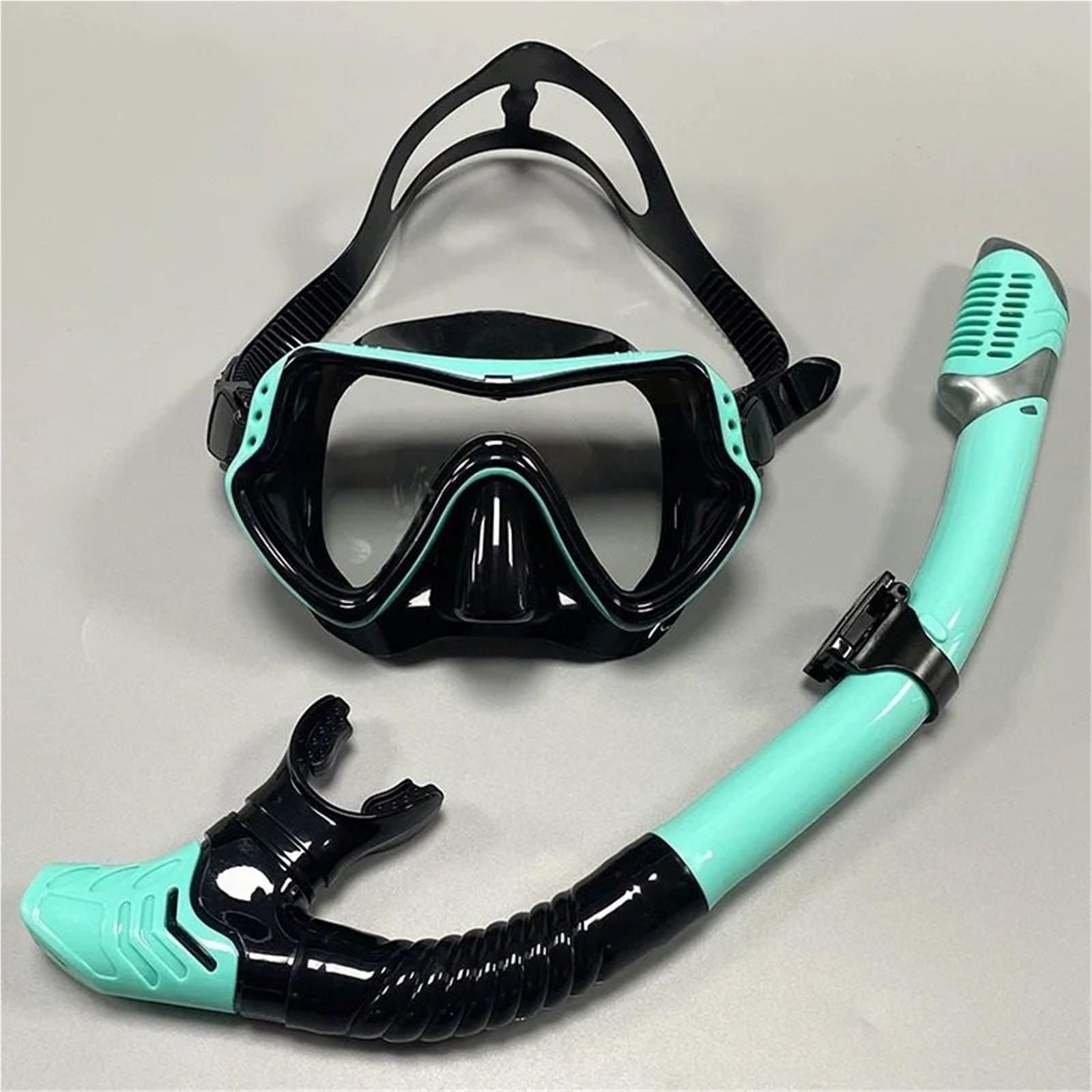 Maschera Subacquea Set da Snorkeling Maschera Subacquea in Vetro temperato antiappannamento in Silicone, Occhiali per Adulti Maschera da Snorkeling a Prova di perdite(Black Green)