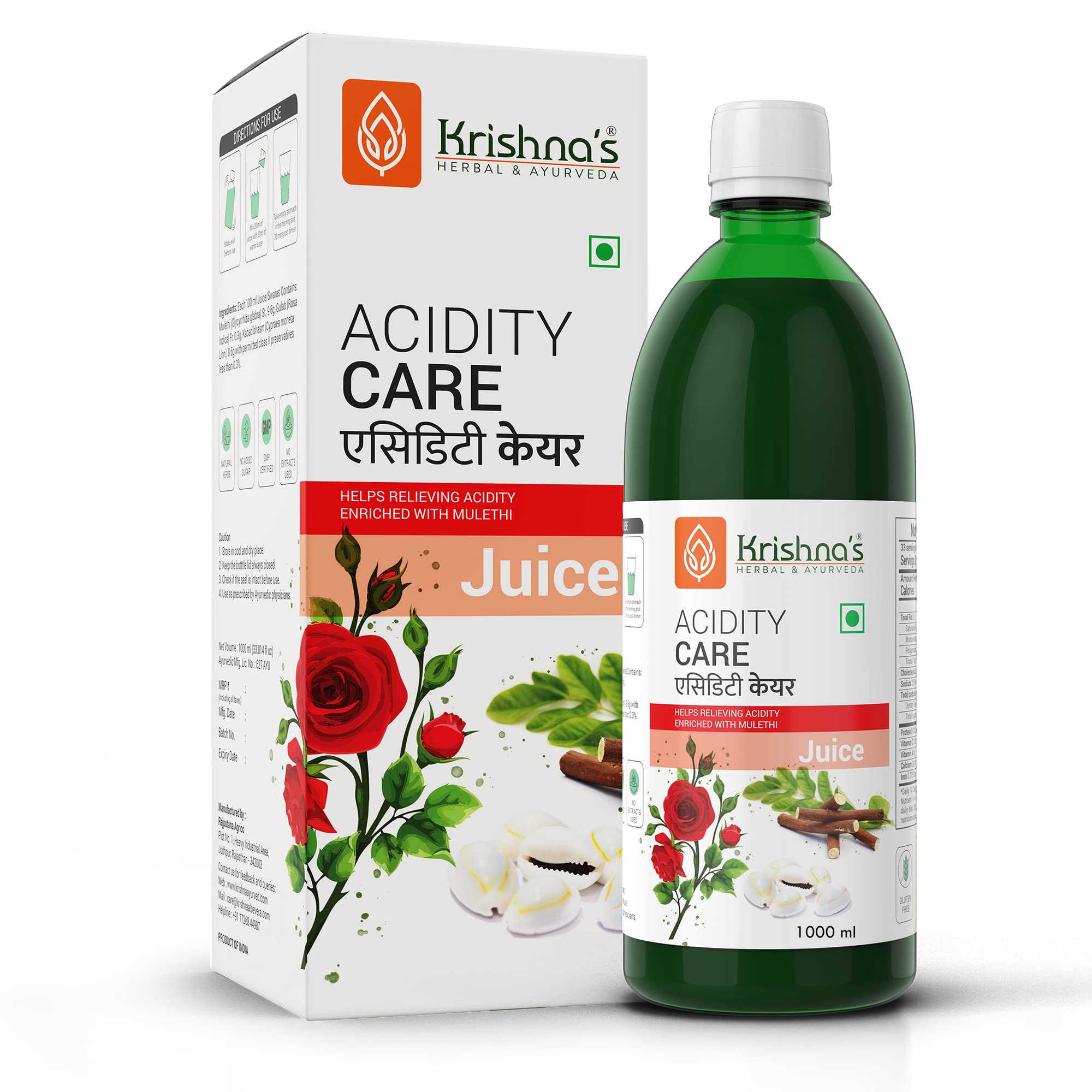 KRISHNAS HERBAL & AYURVEDA Acidity Care Juice -1000 Ml(Pack Of 1) Provides Relief From Acidity & Bloating (B0BC1WJNYQ) Amazon Price History, Amazon Price Tracker