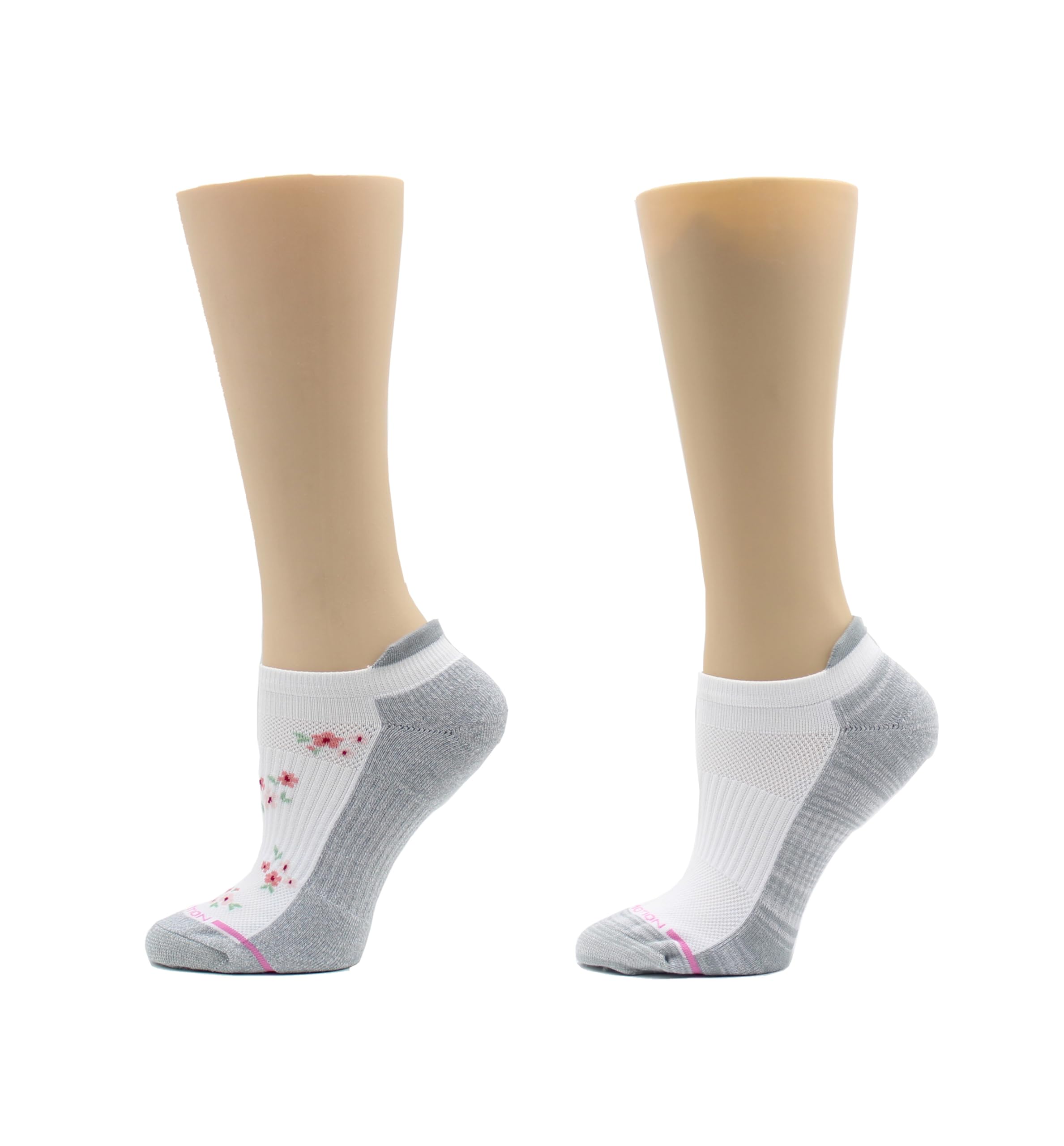 Dr. Motion Womens Ankle Socks 2 Pack, Low Cut Cushioned Compression Running Socks for Women, Arch Support, Seamless Toe