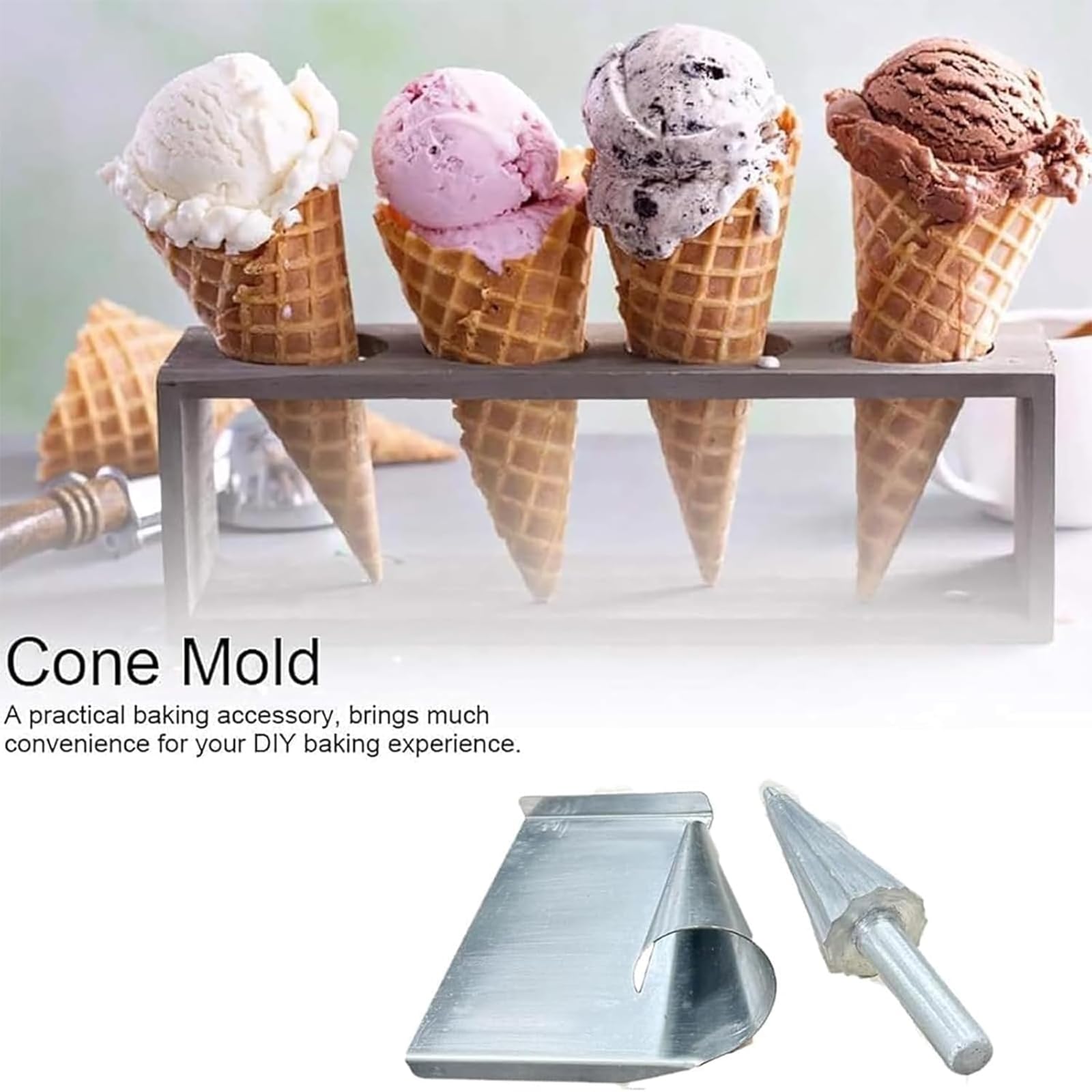 Stampo per Cono Gelato, Stampo per Cono Waffle, Lunghezza Rullo: 14 Cm, può Realizzare Involtini Primavera con Un Diametro di Circa 50-60 Mm, per Ristoranti E Cucine Domestiche