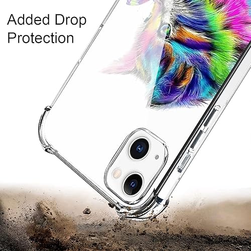 Miniatura 5 de MAYCARI Funda para iPhone 13, diseño de dibujos animados de animales, funda de TPU transparente, suave, flexible, delgada, antiarañazos, absorción