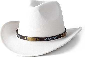Men Women Western Cowboy Hat Classic Roll Up Cowgirl Hats with Buckle Belt