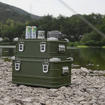 2点SET CONTAINER TABLE TOP 50L 74L 50L Camping Storage Box with Foldable Table