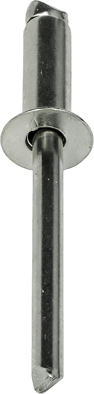 Fastenere Pop Rivets -3/16" x 1/2" (50 pcs) Heavy Duty, Open-End, Stainless Steel, Dome-Head Blind Rivets, Corrosion-Resistant, High Tensile & Shear Strength, 6-8 Gap .376" - .500"