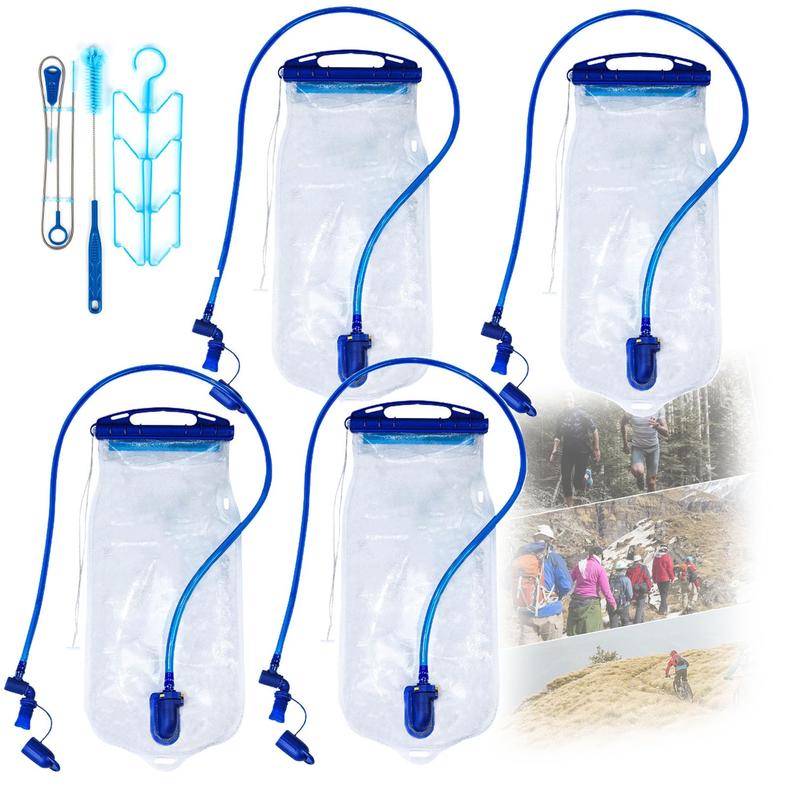 Sacca Idrica Sacca D'acqua Da 2 Litri, Sacca D'acqua Per Il Corpo In Tpu, Serbatoio D'acqua Resistente Per Zaino In Spalla Escursionismo Corsa Ciclismo Campeggio, Quattro Sacche D'acqua + Un S