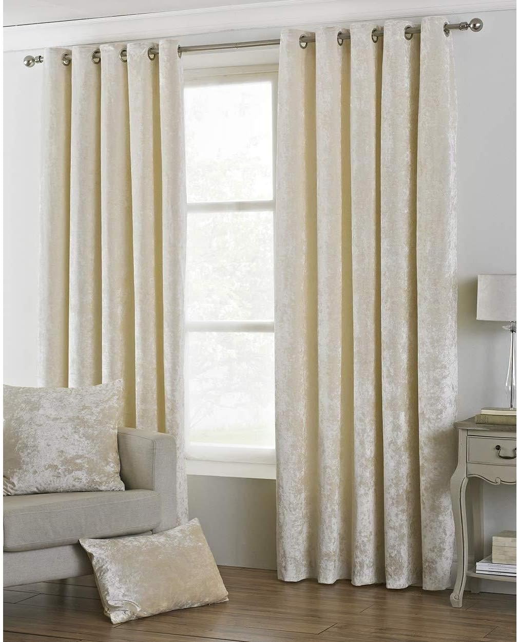 Riva Paoletti Verona Ringtop Eyelet Curtains (Pair) - Teal Blue - Velvet Feel - Crushed Velvet Look 100% Polyester - 117cm Width x 137cm Drop (46" x 54" inches) - Designed in The UK