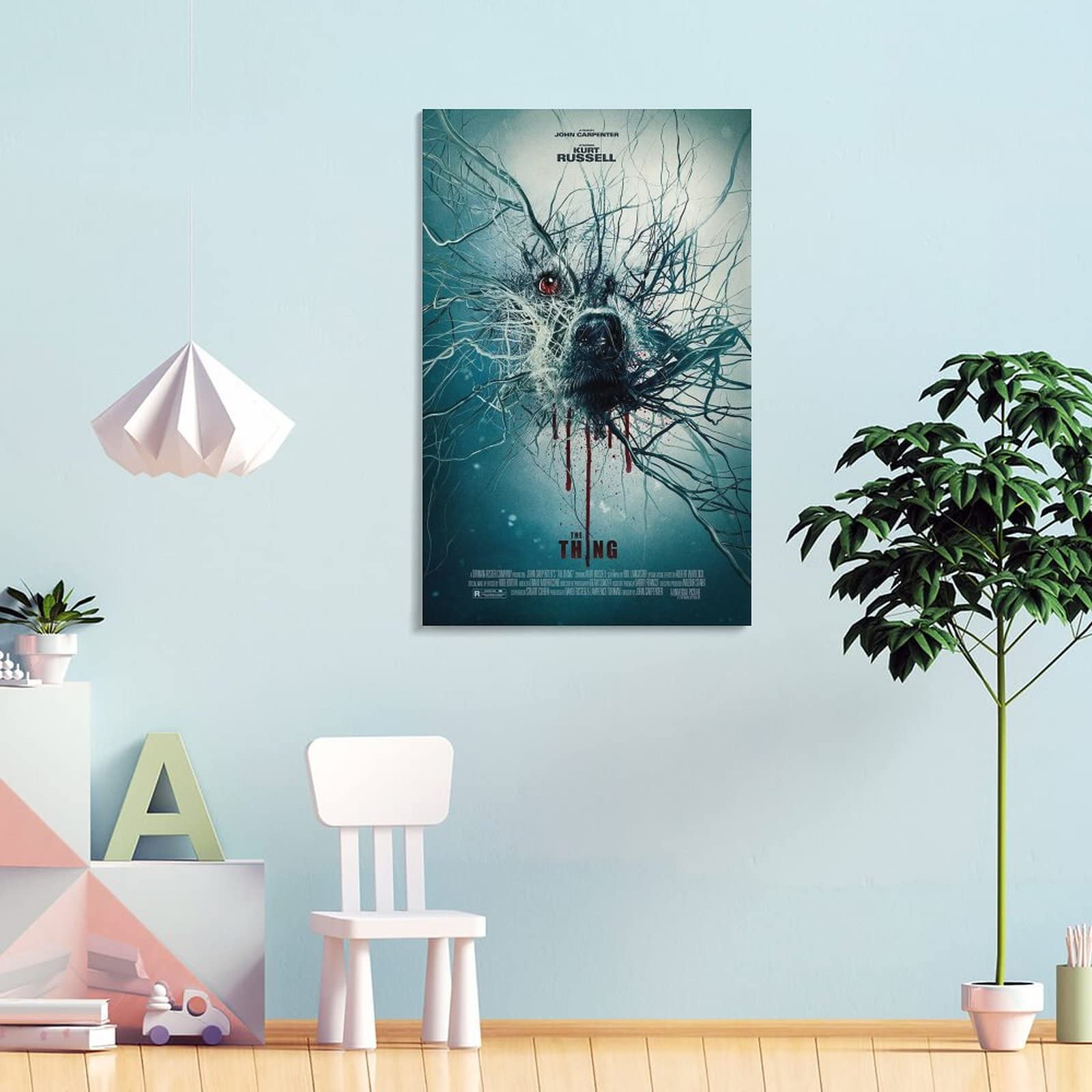Póster de película de terror The Thing para habitación, póster de arte estético y arte de pared, póster moderno para decoración de dormitorio familiar, 16 x 24 pulgadas (40 x 60 cm)
